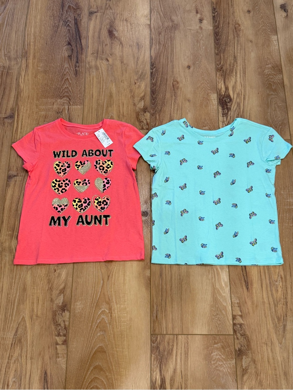 The Children’s Place Girls' Coral Graphic Tee & Mint Butterfly Tee